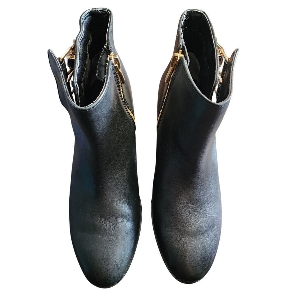 Sam Edelman Peter Black Ankle Side Gold Double Buckle Boots Bootie Size 6.5